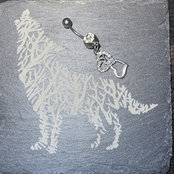 Stainless Steel Double Heart Belly Ring - Picture 1 of 3